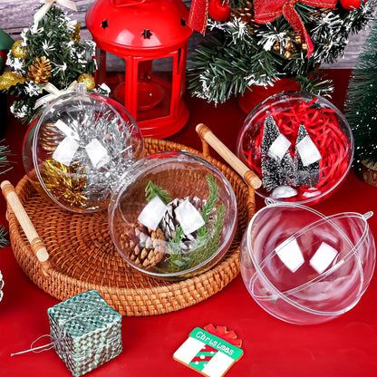 ANVAVO 12 Pieces 12 cm Christmas Clear Plastic Fillable Ball Ornaments DIY Craft Transparent Baubles Shatterproof Christmas Tree Hanging Ornaments for Xmas New Years Birthday Wedding Home Decor