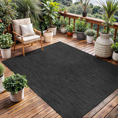 Washable Indoor Outdoor Rug 6x9 Weather Resistant Area Rugs Modern Solid for Porch Deck Balcony Backyard Patio Outside Carpet (6 X 9 Dark Grey)