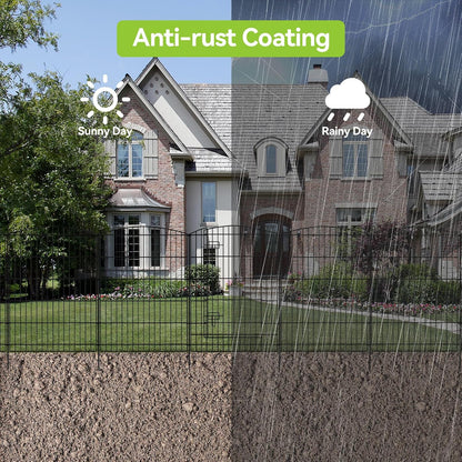 INJOPEXI Decorative Garden Fence 12 Panels 26ft (L)×36in (H) Garden Fences with 11 Panels + 1 Gate, No Dig Animal Barrier Rabbit Fencing Rustproof Metal Wire Temporary Dog Fence for Patio Outdoor Yard