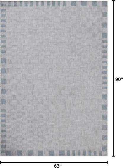 Loloi Amber Lewis Topanga Collection TOP-07 Silver/Blue 5'-3" x 7'-6" Indoor/Outdoor Area Rug