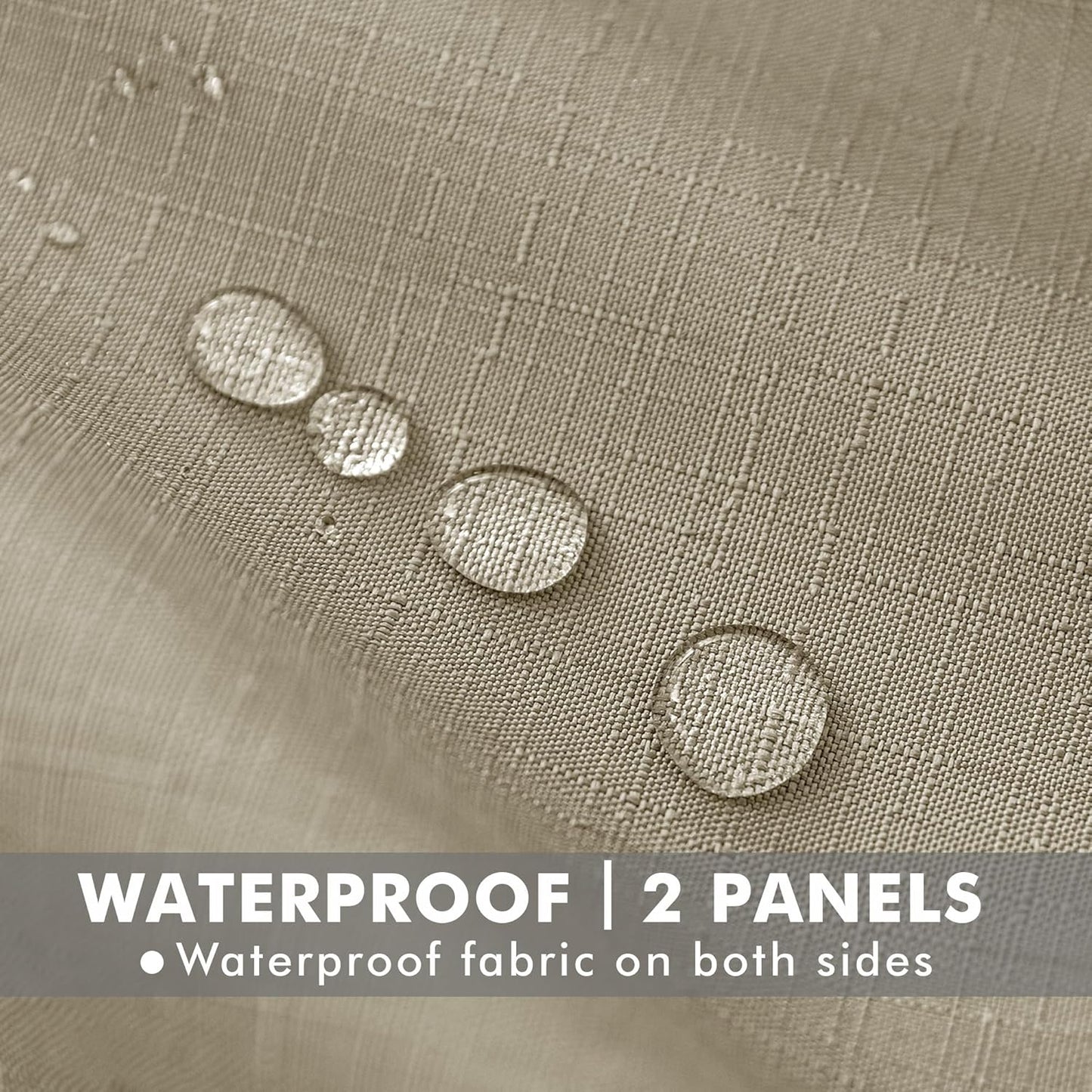 HolidayIdeas 4 Panels Linen Outdoor Curtains for Patio Waterproof Taupe Outside Curtains 108 inch Long-Gazebo Curtains Weighted Weatherproof, Privacy for Pergola, Porch, Living Room, Bedroom 54"x108"