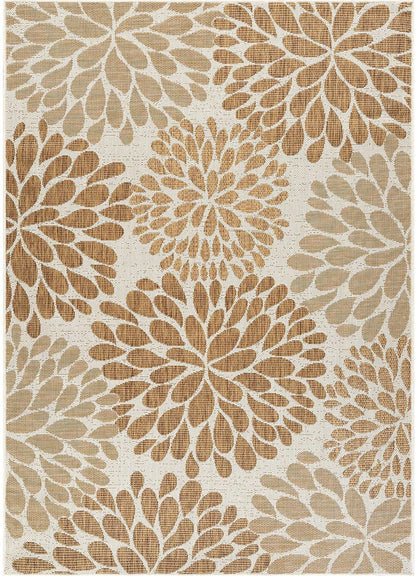 Beverly Rug Outdoor Rug 9x12 Modern Exotic Tropical Leaf Area Rugs for Indoor and Outdoor Patio Deck Porch Garden Water Resistant Washable Outside Carpet (9 x 12 Beige)