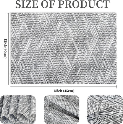Vinyl Plastic Placemats Set of 6 Washable Heat Resistant Non-Slip Elegant Indoor Outdoor Kitchen Dining PVC Woven Table Place Mats (Grey Rhombus)