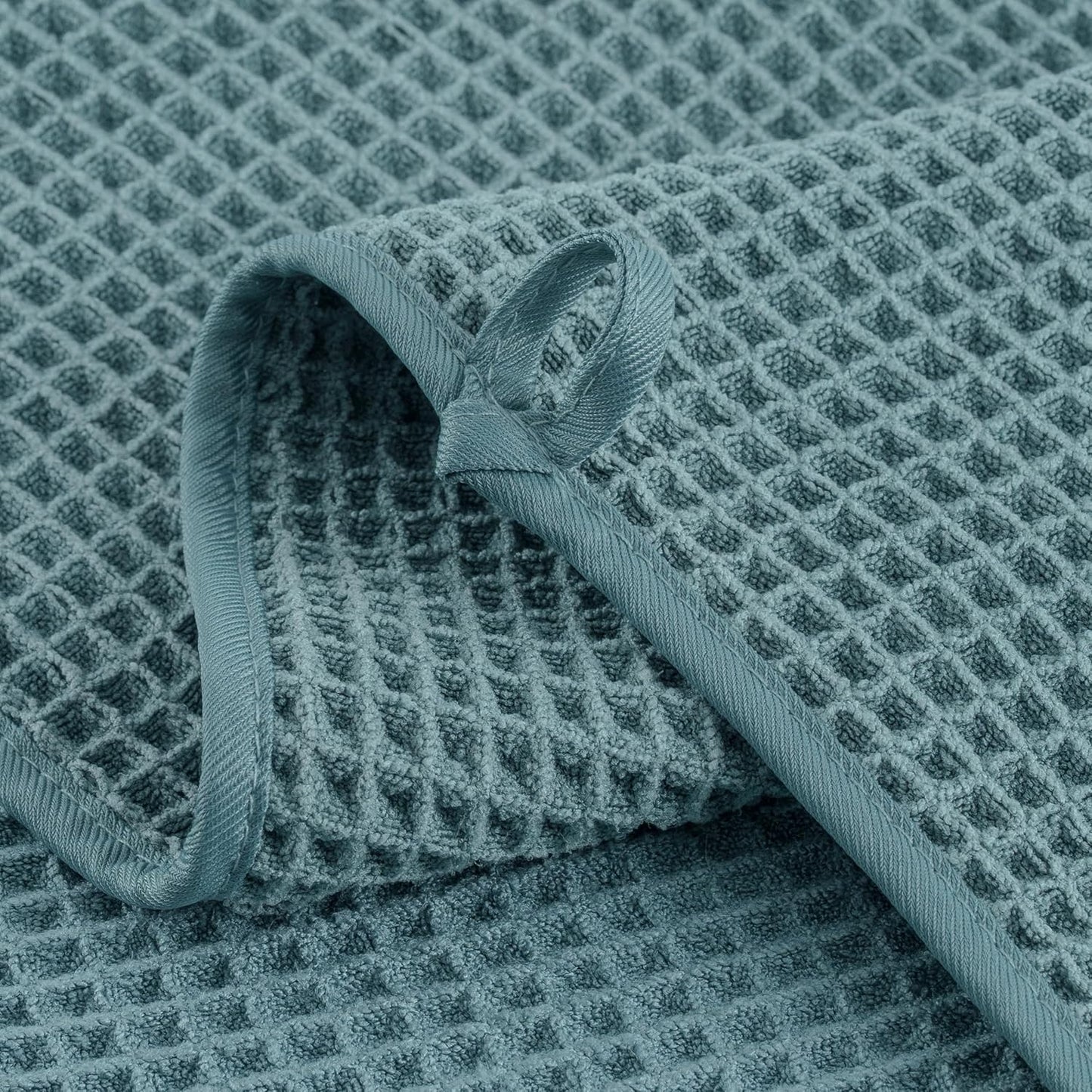 Microfiber Waffle Face Towels, 2 Pieces, Soft, Absorbent, Fast Drying, Lint Free (Green)