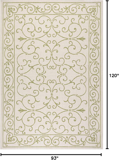 JONATHAN Y Vintage Filigree Indoor Outdoor Area Rug 8X10 Cream/Green, Charleston Textured Weave for Backyard, Patio, Porch, Easy-Cleaning, High Traffic, Pet-Friendly, Non-Shedding (SMB106I-8)