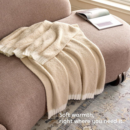 Joiedomi Throw Blanket for Couch Bed, Light Camel Knitted Blankets Gifts for Women Mom Girls, Cozy Cute Soft Throw Home Room Decor Aesthetic for Women Mothers Birthday Gifts 50x60 Inches