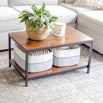 NaturalCozy Storage Baskets 16.8”x13”x7.6” Cotton Rope Woven Baskets for Organizing 3-Pack | Toy Storage Bins | Basket for Shelves, Laundry, Blanket, Clothes, Closet, Kitchen, Bathroom, Gifts