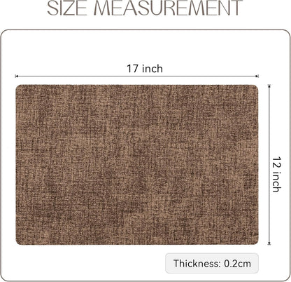 Romanstile Vinyl Placemats Set of 12-12 X 18 Inch - Heat Resistant Place Mats 100% Waterproof Oilproof Wipeable Reversible Faux Leather Table Mats for Kitchen/Dining/Party/Outdoor, Brown