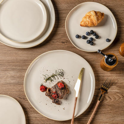 AmorArc Ceramic Dinnerware Sets,Handmade Reactive Glaze Stoneware Plates and Bowls Sets,Highly Chip and Crack Resistant | Dishwasher & Microwave Safe Dishes Set,Service for 8 (24pc)