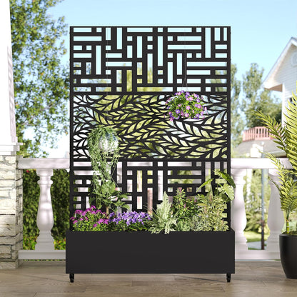 Casaphoria Metal Raised Garden Bed with Trellis and Wheels, 72"x47" Planter Box for Climbing Plants, Vines & Vegetables, Features Drainage Holes, Helen &Spring