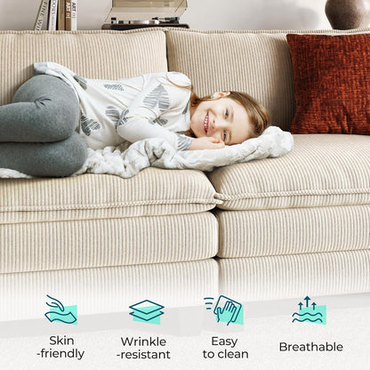 LINSY HOME Oversized Sectional Sofa - 157'' Oversized Corduroy Cloud Couch Deep Seat Modular Sofas Soft Modern Comfy Couches Furniture for Living Room Apartment Office, Beige