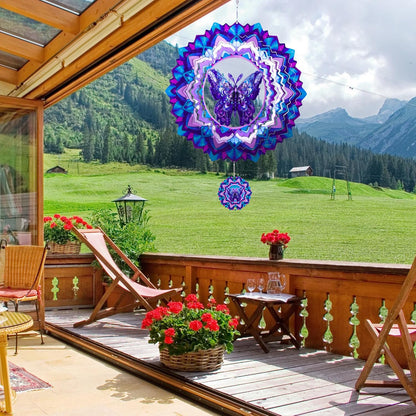Butterfly Wind Spinner,Hanging Wind Spinners Outdoor for Garden Decoration，12 inch 3D Stainless Steel Wind Sculpture for Indoor/Outdoor Decor