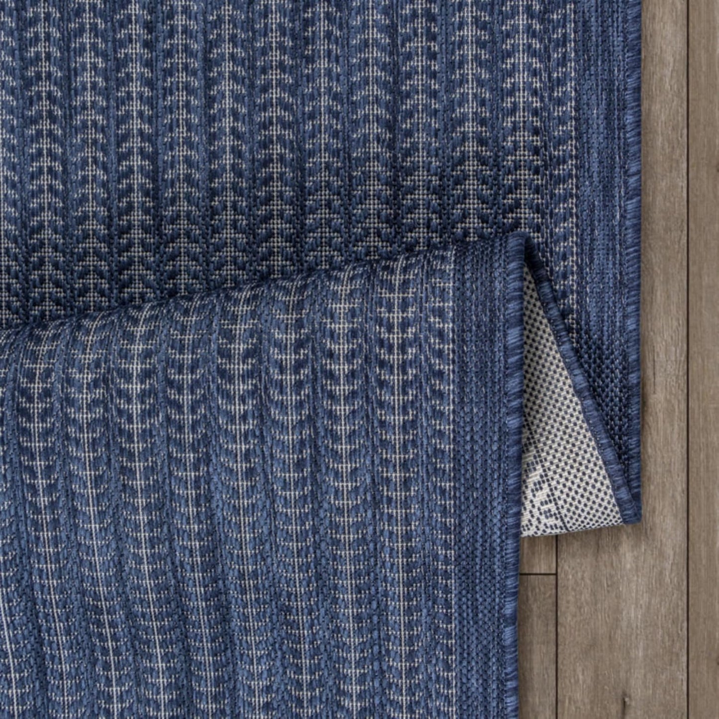 Adiva Rugs Outdoor Indoor Area Rug, Weather Resistant, Easy to Clean, Stain Resistant Floor Mat for Dining Room, Backyard, Deck, Patio (Navy Weiss, 8' x 10')