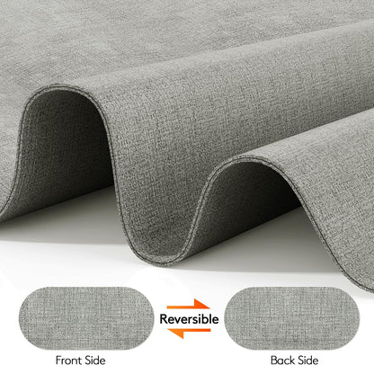 DOLOPL Oval Placemats Set of 6, Gray Faux Leather Heat Resistant Table Mats - Anti Slip Table Place Mats, Washable Wipeable Outdoor Placemats for Kitchen Dining Room Table Decorations(13.8"x21.6")