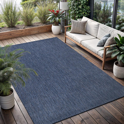 Washable Indoor Outdoor Rug 5x7 Weather Resistant Area Rugs Modern Solid for Porch Deck Balcony Backyard Patio Outside Carpet (5 X 7 Azure Blue)
