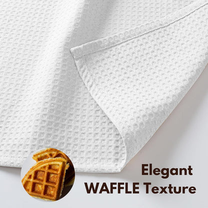 Native Fab Cotton Kitchen Towel with Hanging Loop 16x26 inches, 4-Pack, Waffle Weave Kitchen Towels for Cleaning Drying, Washcloths Soft & Absorbent Cloth Rags, Bar Towel, Dish Cloth, White