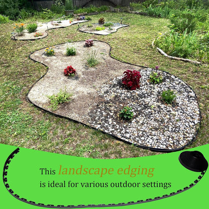 Landscape Edging 2 Inch Tall 100 FT, Garden Edging Border with 5 Pcs Connectors and 60 Pcs Anchoring Spikes for Garden Flower Beds Yard Lawn