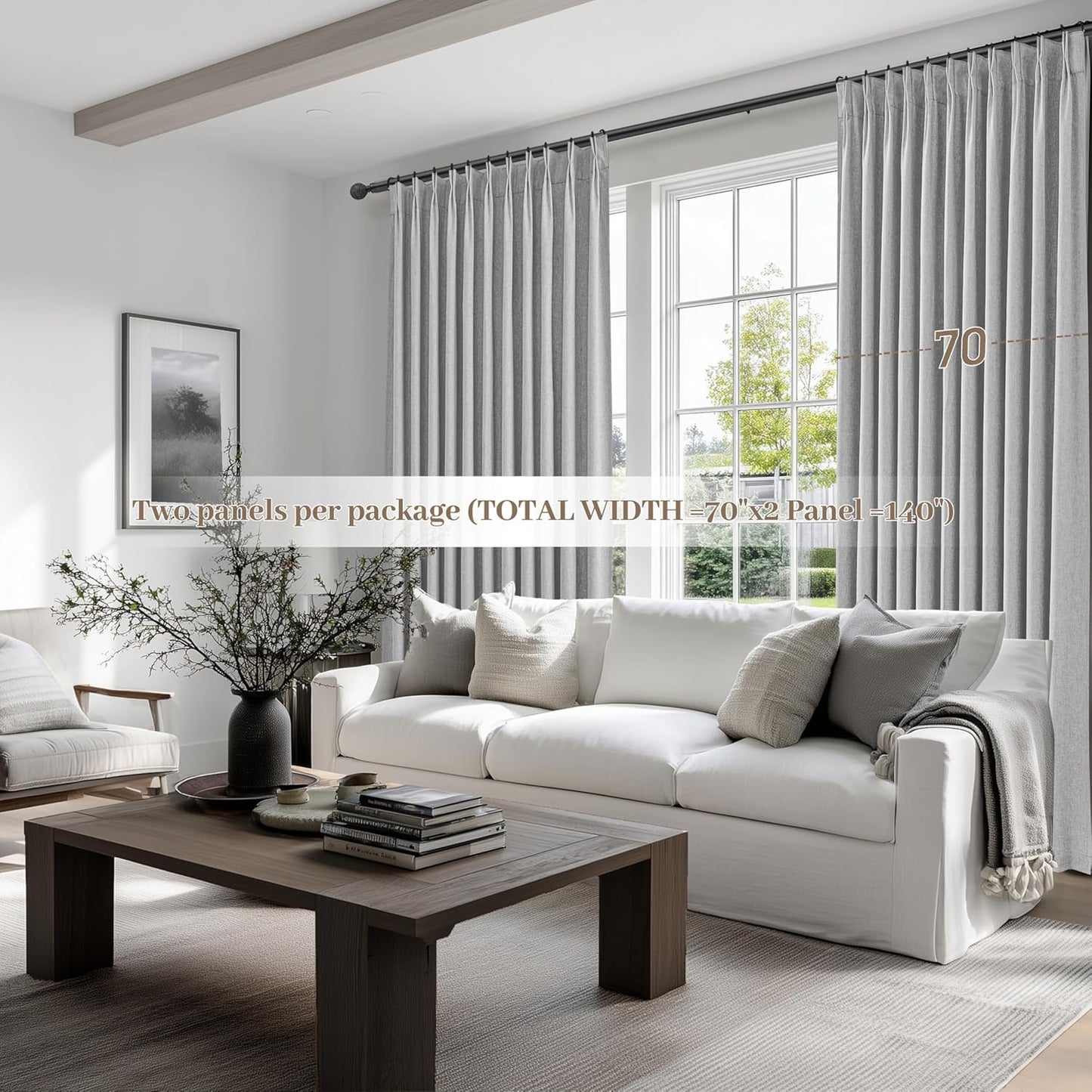 Light Grey Blackout Curtains 70 Inches Extra Wide Pinch Pleated for Sliding Glass Door 2 Panels Set,Viral 96 Inch Long Curtain for Bedroom Thermal Large Window Heavy Drapes (W70xL96x 2 Panels Gray)