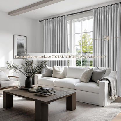 Light Grey Blackout Curtains 70 Inches Extra Wide Pinch Pleated for Sliding Glass Door 2 Panels Set,Viral 96 Inch Long Curtain for Bedroom Thermal Large Window Heavy Drapes (W70xL96x 2 Panels Gray)