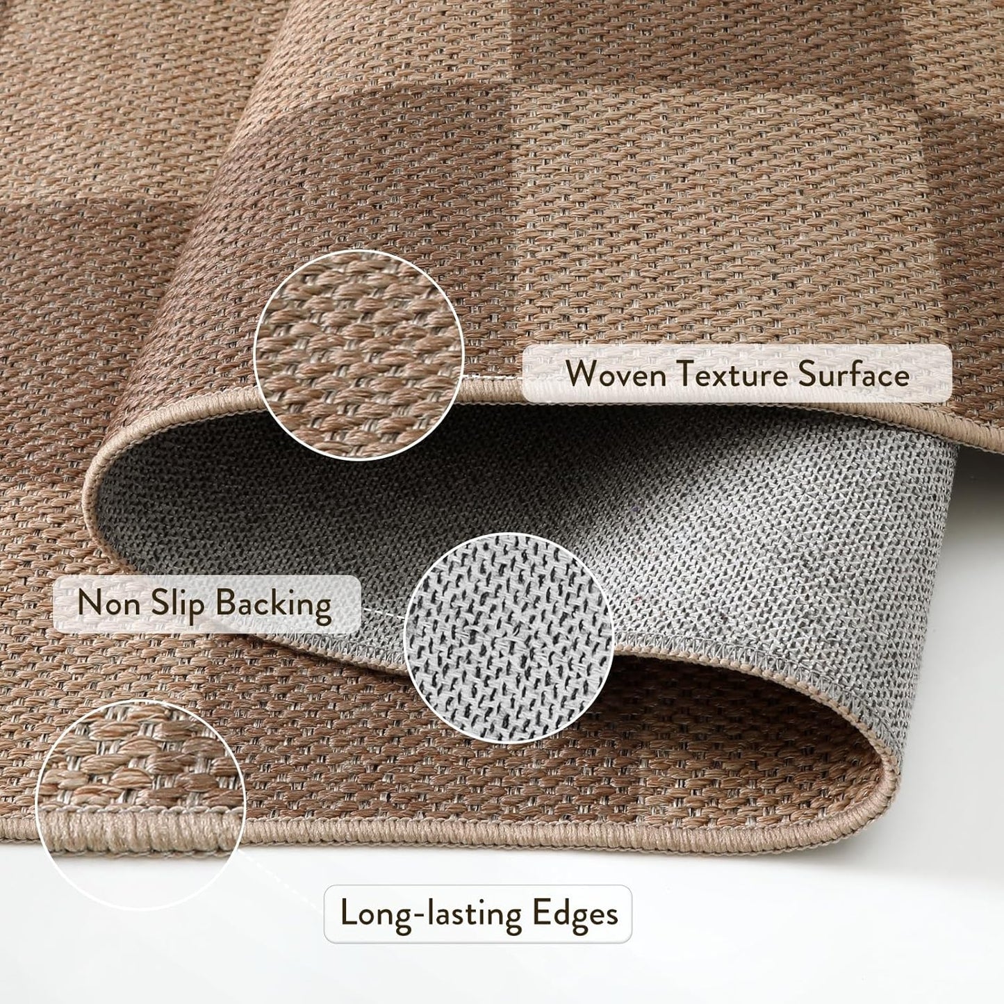 Lahome Checkered Easy Jute Entryway Rug, Washable Rugs 3x5 for Living Room Farmhouse Carpet, Non Slip Indoor Outdoor Door Mat Checkerboard Throw Carpet for Entry Patio Guestroom Deck