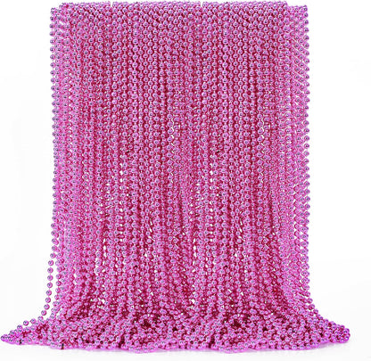 50PCS Mardi Gras Beads, Metallic Bead Necklace Party Favors, 33" Mardi Gras Necklace Women Men Stuff, Festival Parade Throw Accessories for Wedding Birthday Gender Reveal Party Supplies Celebrations