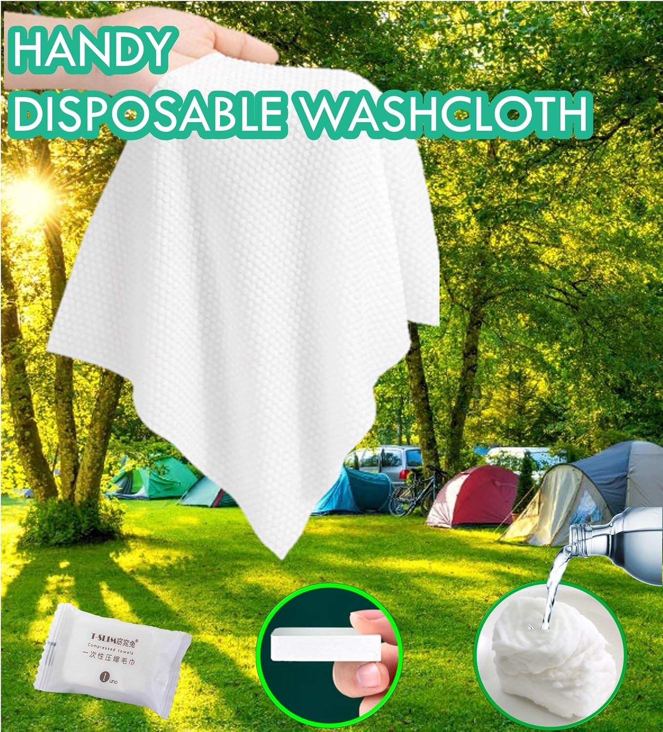 Premium Compressed Towel Tablet, Essential Face Washcloths for Travel, Camping, Hiking, Sports and Beyond, Portable Disposable Thicker Larger, Pure Cotton, 20PCS