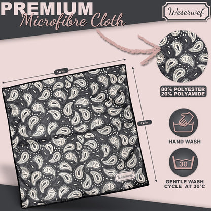 WESERWEF Design Microfiber Glasses Cleaning Cloth – Premium Cleaning Cloth for Eyeglasses, Screens, Tablets, Cameras & Lenses, 12" x 12", Ultra-Soft & Scratch-Free (Doodle)