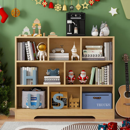 Book Shelf Set of 2, 8 Cubes Storage Organizer, Freestanding Wooden Bookshelf Cube Shelf for Bedroom, Living Room, Home Office, 3-Tier Open Bookshelf Wooden Bookcase