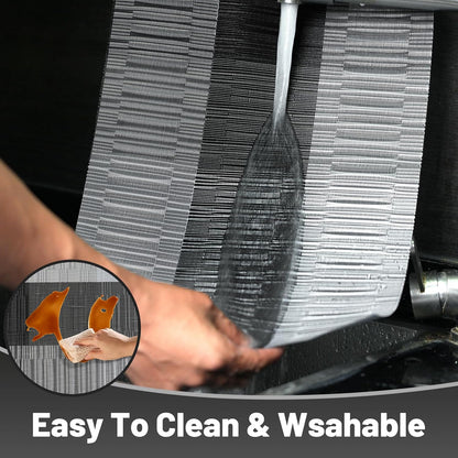 Placemats Set of 6，Non-Slip PVC Weave Table Mats Easy to Clean，Heat Resistant Place Mats for Kitchen Dining Table Decoration Indoor Outdoor，Black Gray