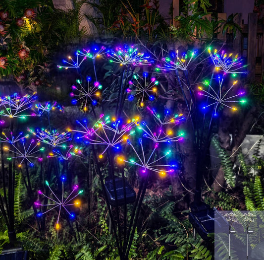Kwaiffeo Solar Garden Lights Outdoor Waterproof Decorative Solar Lights for Outside 2 Pack with120 LED Swaying Fairy Firework Light Yard Garden Decor, Gifts for Mother's Day Mom Grandma Women