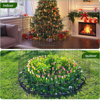 15 Panels Decorative Garden Fence, 32ft X 32in Rustproof Metal Animal Barrier Fence, No Dig Fence Garden Fence, Arched Flower Bed Edging Ornamental Wire Border Fencing for Outdoor Yard, Patio Decor