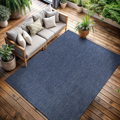 CAMILSON Outdoor Rug 10x14 Modern Area Rugs for Large Indoor and Outdoor Patios and Porches - Waterproof, Washable, Non-Shedding, Easy-to-Clean Outside Carpet (10 x 14, Solid - Navy Blue)