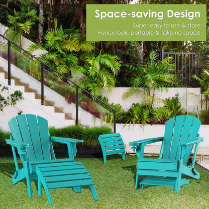 GREENVINES Adirondack-Ottoman | HDPE Plastic | Outdoor Footrest | All Weather | Foot Rest | Foot Stool | Aqua | for Adirondack Chair | for Patio Backyard Pool