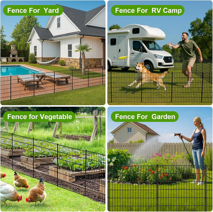 Land Guard 10-Panels No Dig Decorative Fence 30 in(H) x 25 ft(L), Tall Garden Fence Animal Barrier, Removable Fence for Garden, Rustproof Metal Animal Barrier Ground Stakes Fencing