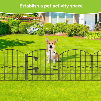 Decorative Garden Fence 6 Panels 12ft (L)×24in (H) No Dig Animal Barrier Fencing with 5 Panels + 1 Gate, Metal Garden Fences Rustproof Wire Border Temporary Dog Fence for Patio Outdoor Yard Lawn