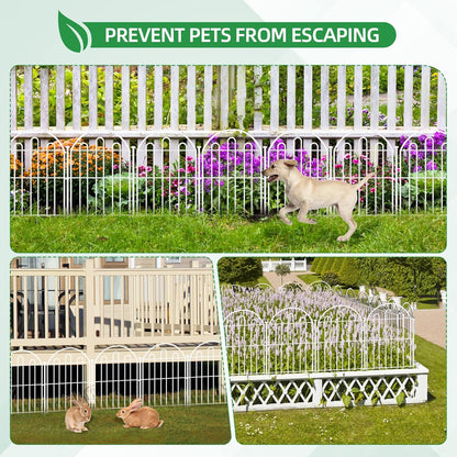 26 Pack Decorative Garden Fence, 26in x 28ft Arched No Dig Animal Barrier Fence for Dog Rabbit, Garden Edging Border, Rustproof Metal Ground Stake Border for Outdoor Yard Patio Decor, White