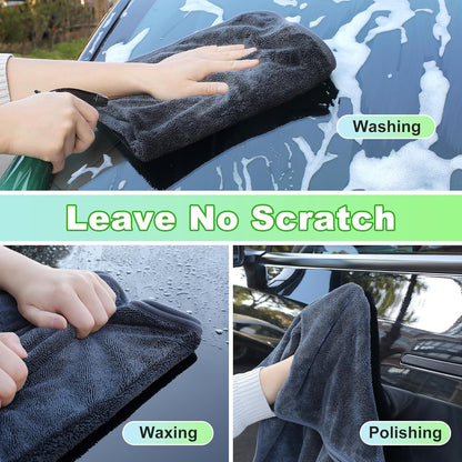 JOYMOOP Microfiber Towels for Cars, 35.4" x 23.6" Car Drying Towel, Dark Gray Reusable Car Towel, Quick Drying Car Microfiber Cleaning Cloth for RVs, SUVs, Trucks