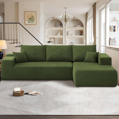 104" Cloud Sectional Couches for Living Room,L Shaped Boneless Couch in A Box,Sleeper Sofa with Comfy Chaise No Assembly Required,Green