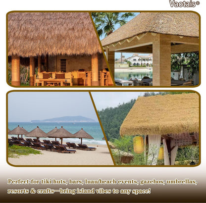Realistic Synthetic Thatch Roll Sun-Bleached Yellow - 18 & 30 Inch Widths - Reinforced Weave for Mexican Palapa, Tiki Bars, Hawaiian Parties & Patio Decor (18 Inch Width x 20 Feet Length)