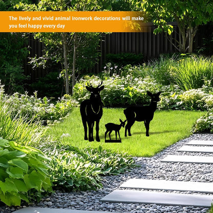 3 Pack Deer Metal Garden Decorative Stakes, Weather Proof Silhouette Statues for Yard, Patio,Outdoor Decor for Deer Lovers and Pet Owners