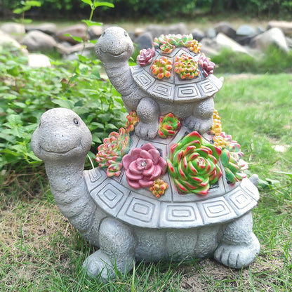 Large Turtle Solar Garden Outdoor Statues with Succulent and 6 LED Lights,Outside Solar Turtle Decor Art for Garden,Home,Lawn,Yard, Balcony Ornament