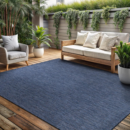 Washable Indoor Outdoor Rug 5x7 Weather Resistant Area Rugs Modern Solid for Porch Deck Balcony Backyard Patio Outside Carpet (5 X 7 Azure Blue)