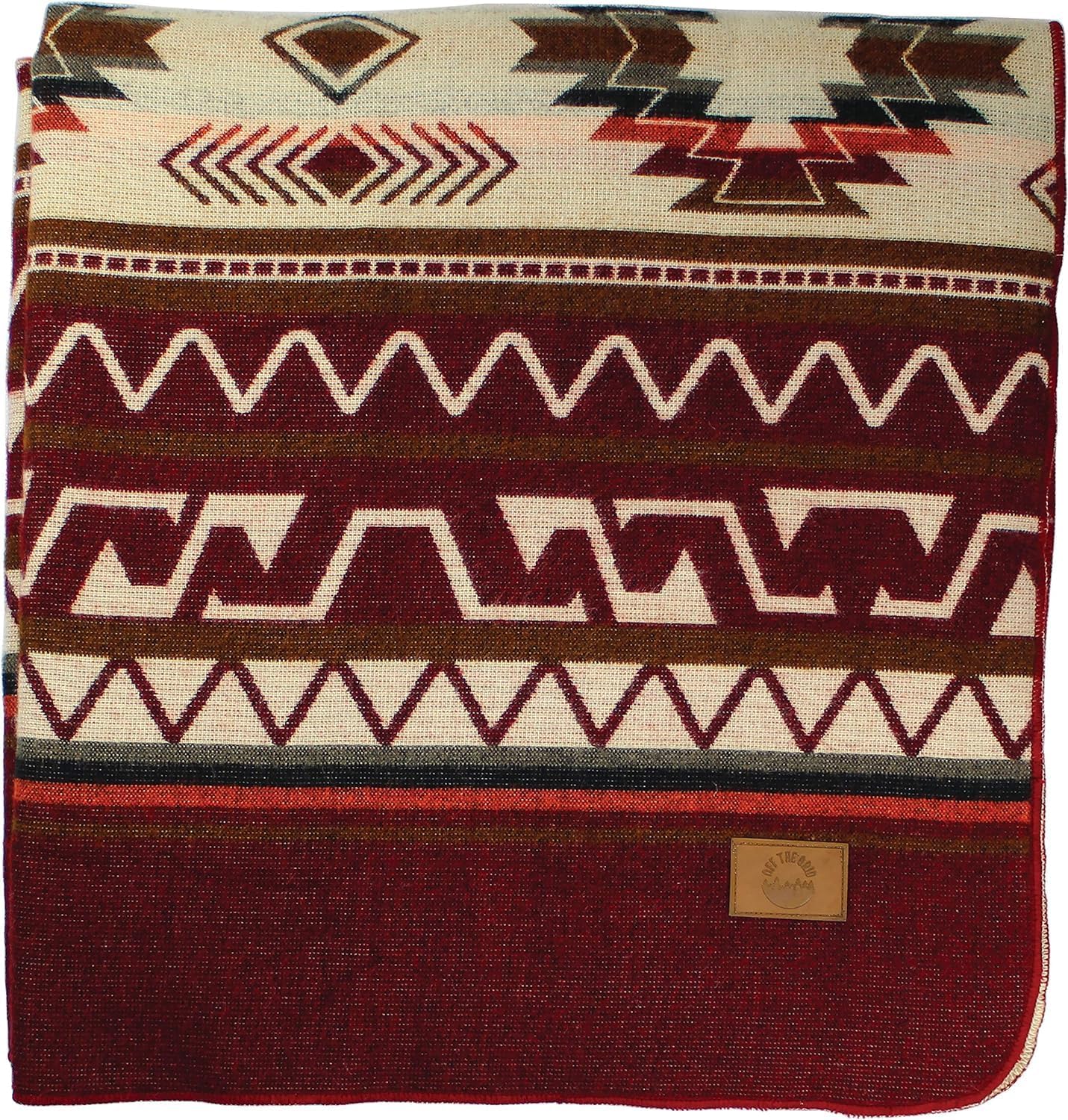 Inca Aztec Throw, Queen, King Blanket | Southwest Indian Navajo Boho Style | Native Cover for Camping, Bedding, Couch, Vanlife | Faux Alpaca, Lightweight, Hypoallergenic (Vinincunca Maroon, King)
