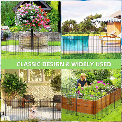 Decorative Garden Fence 24in (H) x20ft (L), 10 Pack No Dig Fence Animal Barrier for Dog with Lock, Arched Flower Bed Edging, Wire Border Panel Fencing for Yard Patio Outdoor Decor
