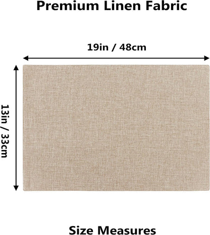 Home Brilliant Placemats Set of 8 Heat Resistant Dining Table Place Mats Plate Mat Cloth Placemats Kitchen Table Mats Indoor Outdoor, Light Linen
