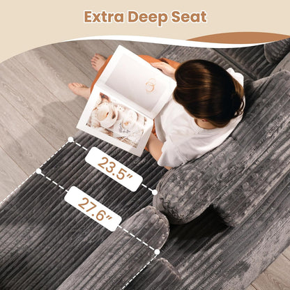 HOOOWOOO Cloud Sectional Couches for Living Room,Modular Sectional Sofa No Assembly,Plush Corduroy Large Floor Couch Furniture Set with Deep Seat Left L Shape and Chaise Lounge(Gray)