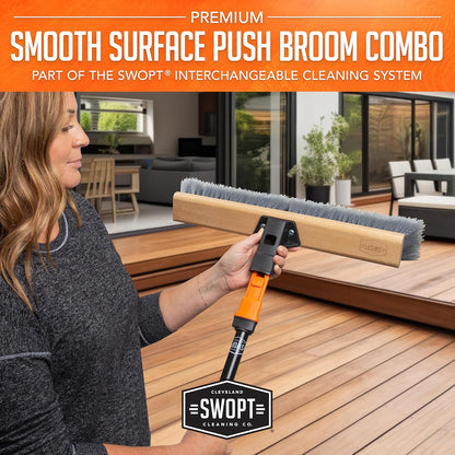 SWOPT 24” Premium Multi-Surface Push Broom Head — Cleaning Head Interchangeable with All SWOPT Cleaning Products for More Efficient Cleaning and Storage — Indoor and Outdoor Push Broom