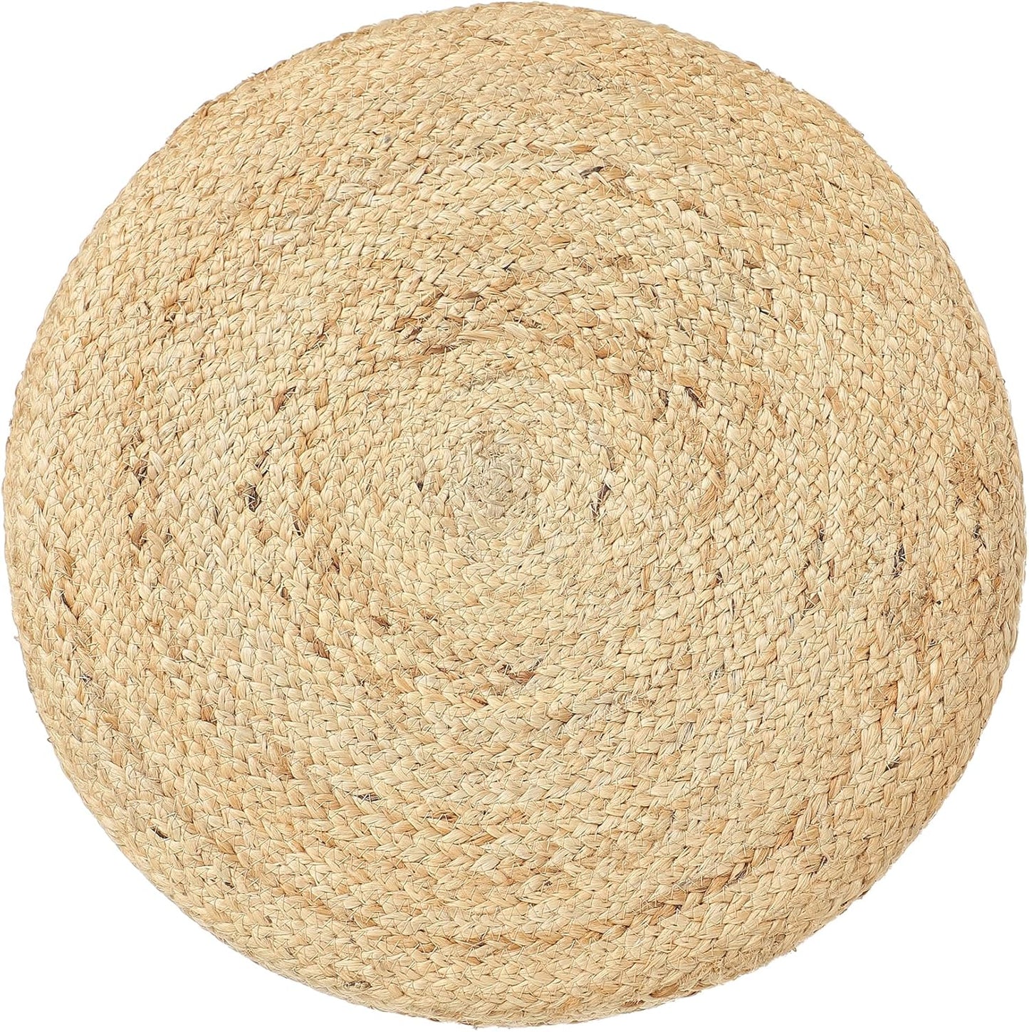 REDEARTH · Cylindrical Pouf Foot Stool Ottoman - Jute Braided Pouffe Poof Accent Sitting Footrest for Living Room, Bedroom, Nursery, Patio, Lounge & Other Rooms (Natural Teal, 18"x18"x14")