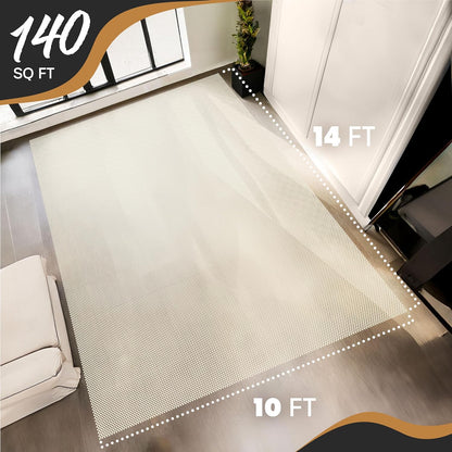 Nevlers 10'x14' White Non Slip Rug Pad | PVC Anti Skid Rug Gripper for Hardwood Floors & Other Surfaces | Open Weave Rug Stoppers to Prevent Sliding | Customizable Non Slip Rug Grippers Carpet Pad
