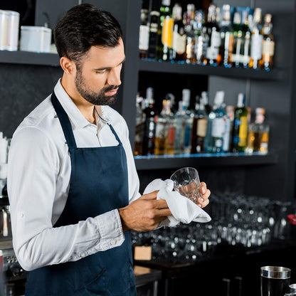 Bar Mop Towels 16”x19”, White Kitchen Bar Towel 12 Pack, 100% Cotton Ribbed Cleaning Cloths Rags, Super Absorbent Terry Shop Towels for Home Restaurant Commercial Use